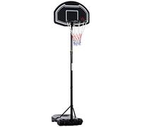 HOMCOM Panier de Basket extérieur Hauteur réglable 197,5-254 cm Panier de Basket sur Pied à roulettes avec Base Stable remplissable d'eau ou de Sable pour Juniors et Adultes, Noir