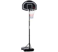HOMCOM Panier de Basket Extérieur Réglable Base Stable 197,5-254 cm Noir | Panier de Basket sur Pied à Roulettes, Base Remplissable d'Eau ou de Sable, pour Juniors et Adultes