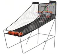 HOMCOM Panier de Basket pliable jeu de Basketball 8 modes Arcade Double Shootout double panier compteur électronique 4 ballons et pompe acier noir et blanc Description:Ce panneau de basketball sera id