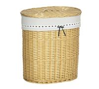 HOMCOM Panier Linge Willow avec Couvercle, Sac Linge Amovible, Naturel