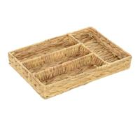 HOMCOM Panier Rangement Rectangulaire Tressé en Jacinthe d'Eau Naturel | avec 4 Compartiments, Corbeille Rangement, Cuisine, Chambre à Coucher, Salle de Bain