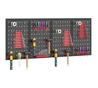 HOMCOM Panneau Perforé Mural 600 x 400 mm 4 Panneaux Perforés Noir et Rouge