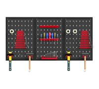 HOMCOM panneau perforé mural 600 x 400 mm, organiseur garage en acier avec 3 panneaux perforés, noir et rouge