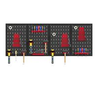 HOMCOM panneau perforé mural 600 x 400 mm, organiseur garage en acier avec 4 panneaux perforés, noir et rouge