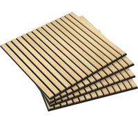HOMCOM Panneaux acoustiques 4 pièces 60 x 60 cm 3D Panneaux muraux, panneaux acoustiques DIY, revêtement mural pour salon, bureau à domicile, studio, chêne