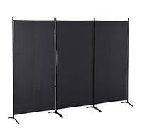 HOMCOM Paravent 3 Panneaux dim. 2,53L x 0,5l x 1,82H m Store latéral Brise-Vue paravent sur Pied séparateur métal Polyester Haute densité Gris