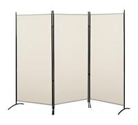 HOMCOM Paravent 3 Panneaux dim. 2,53L x 0,5l x 1,82H m Store latéral Brise-Vue paravent sur Pied séparateur métal Polyester Haute densité Beige