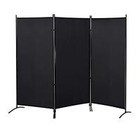 HOMCOM Paravent 3 Panneaux dim. 2,53L x 0,5l x 1,82H m Store latéral Brise-Vue paravent sur Pied séparateur métal Polyester Haute densité Noir
