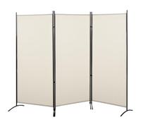 HOMCOM Paravent 3 Panneaux Store Latéral 253 x 50 x 182 cm Beige | Brise-Vue, Paravent sur Pied, Séparateur, Métal, Polyester Haute Densité