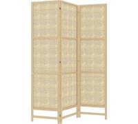 HOMCOM Paravent 3 pièces 135 x 180 cm Cloison de séparation en rotin PP, pliable Cloison de séparation visuelle pour le salon Naturel