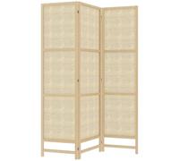 HOMCOM Paravent 3 pièces 135 x 180 cm Cloison de séparation en rotin PP, Pliable Cloison de séparation visuelle pour Le Salon Naturel