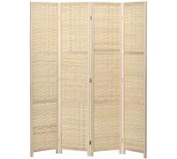 HOMCOM Paravent 4 panneaux pliant bambou vague 5,6 FT bois naturel