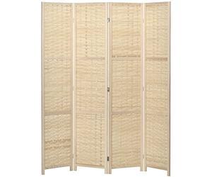 HOMCOM Paravent 4 Panneaux Pliant Bambou Vague 5,6 FT Bois Naturel
