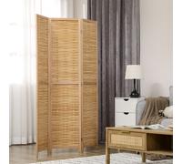 HOMCOM Paravent en bois séparateur de pièce closion de séparation pliable 3 panneaux en bambou 120 x 170 cm naturel clair