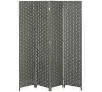 HOMCOM Paravent Intérieur 4 Panneaux 159,5L x 169,5H x 1,6P cm Gris | Séparateur de Pièce, Cloison en Bois