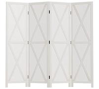 HOMCOM Paravent Intérieur 4 Panneaux 182L x 170H cm Campagnard Chic Blanc