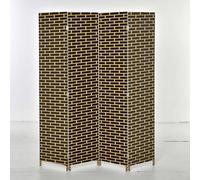 HomCom Paravent intérieur 4 panneaux pliables 180x180 cm Bois de peuplier fibres papier Chocolat