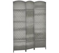 HOMCOM Paravent Intérieur en Bois 3 Panneaux 135 x 180 cm Gris Mélangé | Séparateur de Pièce Pliable, pour Salon, Chambre à Coucher, Maison