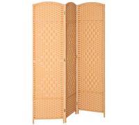 HOMCOM Paravent intérieur en Bois, 3 Panneaux, 135 x 180 cm, séparateur de pièce Pliable, pour Salon, Chambre à Coucher, Maison, Brun Clair
