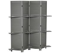 HOMCOM Paravent intérieur en Bois 4 Panneaux 160 x 170 cm, séparateur de pièce Pliable avec 3 étagères, cloison de séparation pour Salon, Chambre à Coucher, Maison, Gris