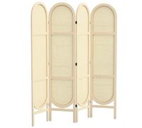 HOMCOM Paravent Interieur en Bois 4 Panneaux 170 x 160 cm séparateur de pièce Pliable et Portable, Motif tissé à la Main, cloison de séparation pour Salon Chambre à Coucher Maison, Bois Naturel