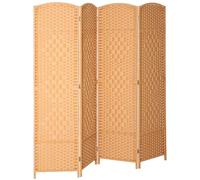 Paravent intérieur - HOMCOM - 4 panneaux - pliable - pour salon, chambre à coucher, maison - 180 x 180 cm - brun clair