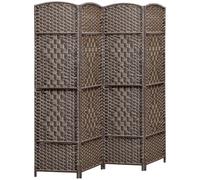 HOMCOM Paravent Intérieur en Bois 4 Panneaux 180 x 180 cm Marron | Séparateur de Pièce Pliable, pour Salon, Chambre à Coucher, Maison