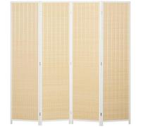 HOMCOM Paravent Interieur en Bois 4 Panneaux 180 x 180 cm séparateur de pièce Pliable cloison de séparation pour Salon Chambre à Coucher Maison, Bois Naturel