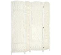 HOMCOM Paravent intérieur en Bois, 4 Panneaux, 180 x 180 cm, séparateur de pièce Pliable, pour Salon, Chambre à Coucher, Maison, Blanc