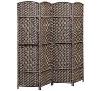 HOMCOM Paravent intérieur en Bois, 4 Panneaux, 180 x 180 cm, séparateur de pièce Pliable, pour Salon, Chambre à Coucher, Maison, Marron
