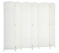 Paravent interieur - HOMCOM - en bois - 6 panneaux - 240 x 170 cm - pour salon, chambre à coucher - blanc