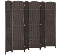 HOMCOM Paravent Interieur en Bois 6 Panneaux 240 x 170 cm séparateur de pièce Pliable avec Finition tissée, closion de séparation pour Salon, Chambre à Coucher, Maison, Marron