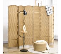 HOMCOM Paravent interieur en bois 6 panneaux 240 x 170 cm séparateur de pièce pliable pour salon, chambre à coucher, naturel