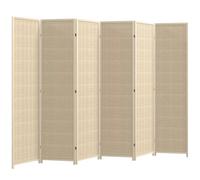 HOMCOM Paravent Interieur en Bois 6 Panneaux 270 x 180 cm séparateur de pièce Pliable cloison de séparation pour Salon Chambre à Coucher Maison, Bois Naturel