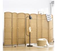HOMCOM Paravent interieur en bois 8 panneaux 320 x 170 cm séparateur de pièce pliable pour salon, chambre à coucher, naturel