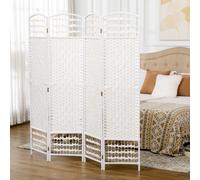 HOMCOM Paravent en Bois 160 x 170 cm séparateur de pièce Pliable 4 Panneaux cloison de séparation Chambre à Coucher Maison intérieur Blanc