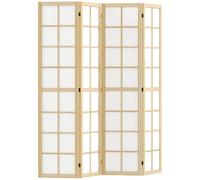 HOMCOM Paravent Intérieur Pliable 4 Panneaux 160 x 170 cm Bois Naturel
