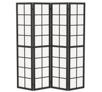 HOMCOM Paravent Intérieur Pliable 4 Panneaux 160 x 170 cm en Bois Noir | Séparateur de Pièce, Cloison de Séparation, pour Salon, Chambre à Coucher, Maison