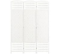 HOMCOM Paravent séparateur d'ambiances à 3 panneaux 120 x 170 cm - Séparateur de pièce pliable en corde de papier et cadre en bois - Décoration pour chambre, salon - Blanc