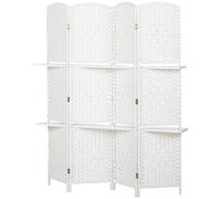 HOMCOM Paravent séparateur de pièce 4 panneaux 160 x170 cm avec 2 étagères, pliable, en bois