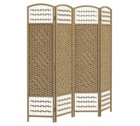 HOMCOM Paravent séparateur de pièce Pliable en Corde de Papier et Cadre en Bois 160 x 170 cm Décoration pour Chambre Salon Naturel