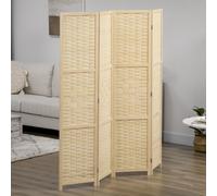 HOMCOM Paravent Séparateur d'Intérieur à 4 Panneaux en Bois et Bambou, Pliable et Gain de Place Hauteur 170cm, Marron