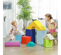 HOMCOM Parcours de motricité bébé 11PCS, module motricité bébé en mousse avec housse en polyuréthane et remplissage en EPE, multicolore