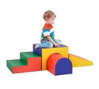 HOMCOM Parcours motricité bébé 4PCS, module motricité bébé en mousse EPE avec housse en revêtement synthétique, blocs mousse de construction, jouets éducatifs enfants d'âge préscolaire, multicolore L'