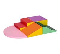 HOMCOM Parcours motricité bébé 6PCS, Module motricité bébé en Mousse EPE avec Housse en revêtement synthétique, Blocs Mousse de Construction, Jouets éducatifs Enfants d'âge préscolaire, Multicolore