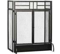 HOMCOM Pare-étincelles Grille de Protection pour cheminée Pare-feu Noir | Barrière de Sécurité, 3 Volets Pliables, Porte, Métal