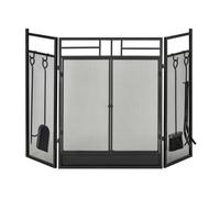 HOMCOM - Pare-étincelles pour cheminée - Métal - 122x1.6x80cm - Noir