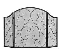 HOMCOM Pare-feu cheminée Pare-étincelles 3 Volets Pliables Grille de Protection pour cheminée ou poêle - dim. 66 x 31 x 81 cm - métal Noir