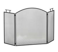 HOMCOM Pare-feu pour cheminée ou poêle - Pare-étincelles 3 Volets Pliables - dim. 110l x 24P x 76,5H cm - Acier métal Noir