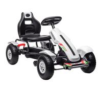 HOMCOM Pedal Go Kart Adjustable Seat, Inflatable Rubber Tyres, White